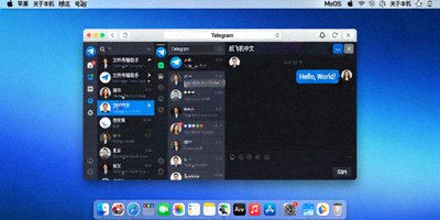 macOS系统桌面运行纸飞机中文版Telegram电脑端的界面截图