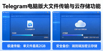 Telegram电脑版存储使用情况设置页面，展示按聊天和媒体类型分类的空间占用详情