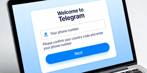 Telegram电脑版登录界面，显示输入手机号码的输入框